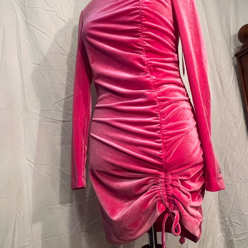 Juicy Couture Fuchsia Velvet Long Sleeve Dress - Picture 4 of 11
